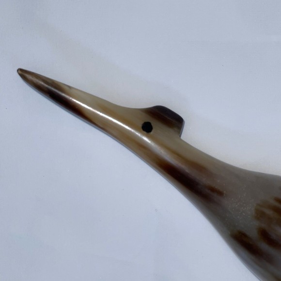 Hand Carved Hollow Horn Bird Standing Statue Figurine Sculpture Art Roadrunner - Picture 6 of 10